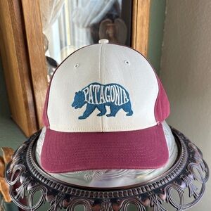 Patagonia Cream and Maroon Bear Logo Cap 🧢